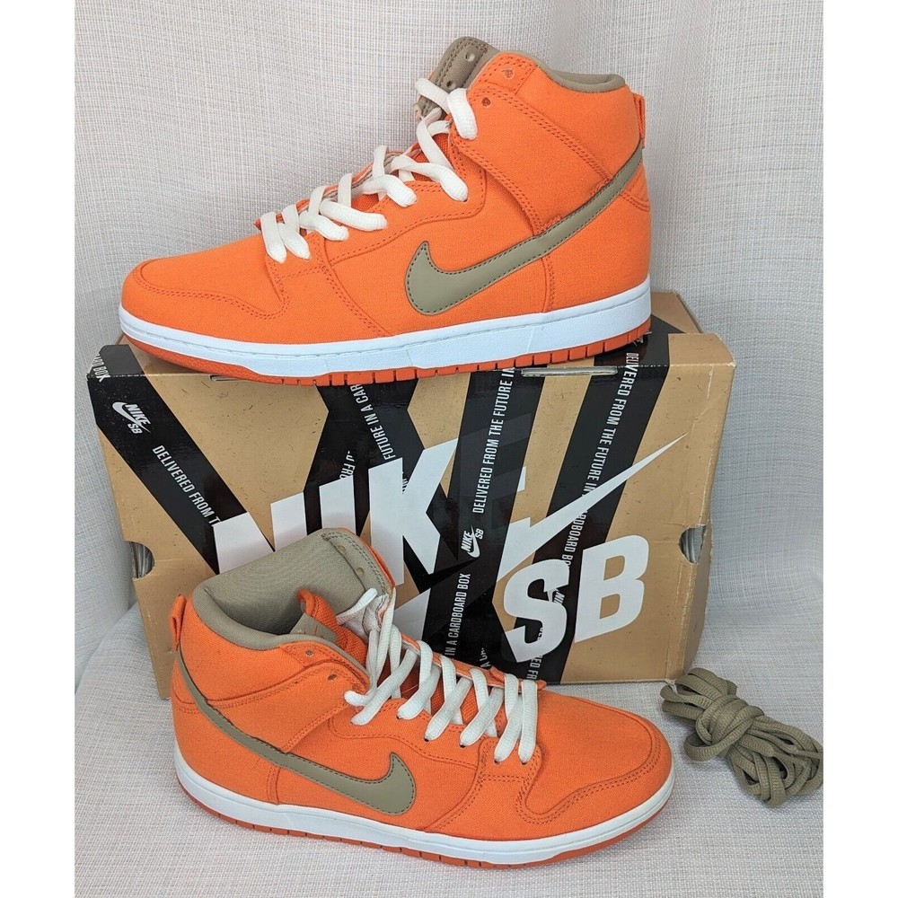 Nike MEN'S Dunk‎ High Pro SB Urban Orange Bamboo White SIZE 9 NEW